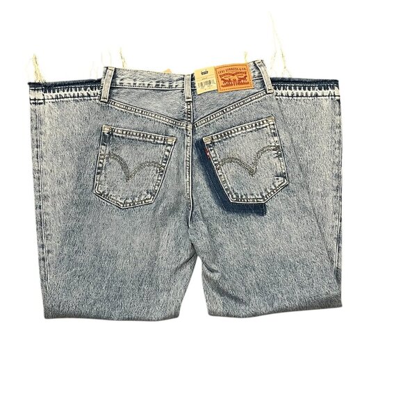 Levi's Ribcage Light Blue Cotton High Rise Ripped Jeans Size: 25 x27 - Picture 4 of 11